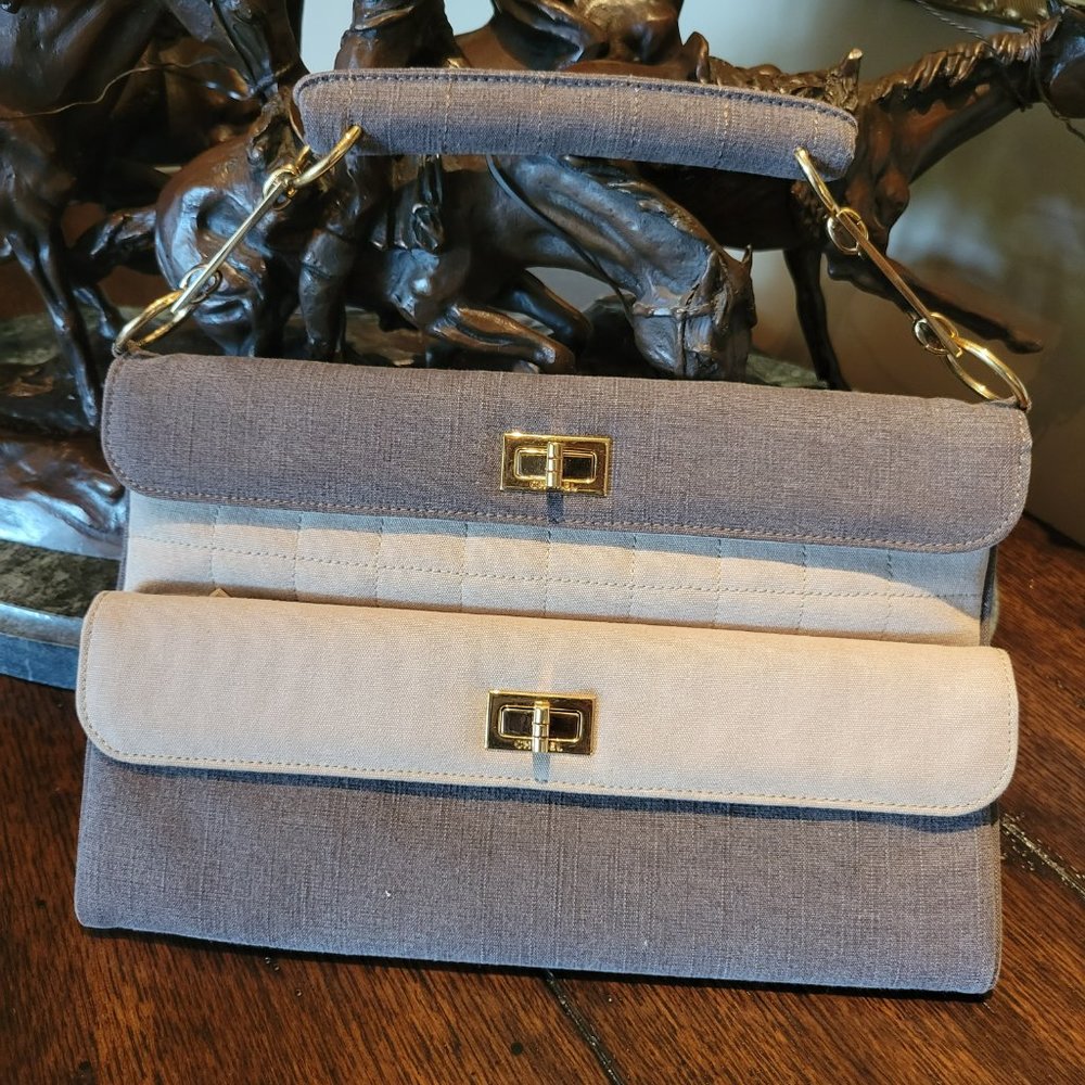 Chanel grey and beige handbag in excellent condition. I am open to offers!